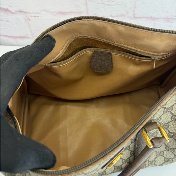 Gucci Vintage GG Canvas Sherry Line Leather Top-Handle Satchel - Picture 13 of 16